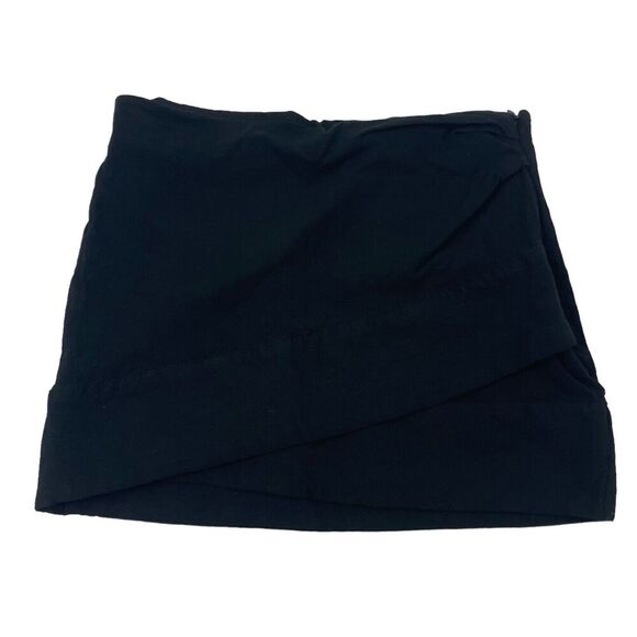 Free People It's A Wrap Black Faux Wrap Mini Skirt Size 4 Stretch Zip Closure - Picture 1 of 6